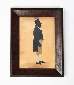 GOUACHE AND WATERCOLOR FULL-LENGTH SILHOUETTE PROFILE PORTRAIT OF JOHN CHEESMAN (1729-1806)