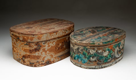 TWO AMERICAN WALLPAPER BAND BOXES.