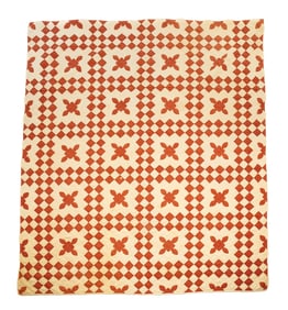 AMERICAN PIECEWORK "IRISH CHAIN" VARIANT QUILT.
