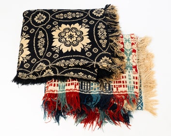 TWO AMERICAN JACQUARD COVERERLETS.