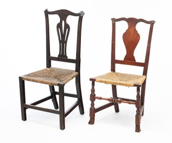 TWO 18TH CENTURY AMERICAN CHAIRS, INCL. QUEEN ANNE AND CHIPPENDALE.