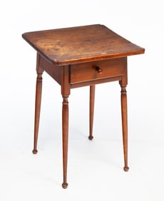 AMERICAN QUEEN ANNE PINE AND BIRCH ONE-DRAWER STAND.