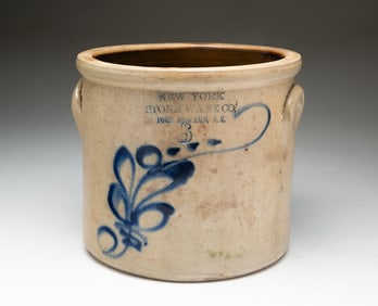 NEW YORK STONEWARE CO. (FORT EDWARD, NEW YORK) COBALT-DECORATED SIX GALLON JAR.