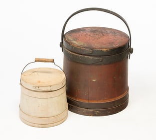 TWO AMERICAN PAINTED FIRKINS.