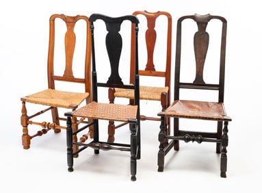 FOUR AMERICAN QUEEN ANNE SIDECHAIRS.
