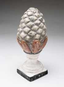 AMERICAN CHALKWARE PINECONE ON PEDESTAL.