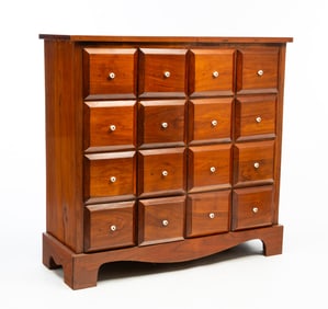 AMERICAN WALNUT SIXTEEN-DRAWER APOTHECARY CHEST.