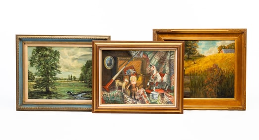 THREE DAVE HILL (OHIO) OIL ON CANVAS PAINTINGS.