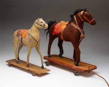 TWO HORSE PULL TOYS.