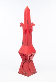 RED-PAINTED TIN STEEPLE SPIRE.