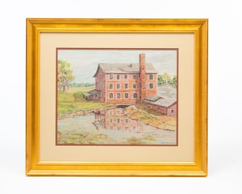 CHARLES S. KAELIN (AMERICAN, 1858-1929) PASTEL ON PAPER OF A MILL.