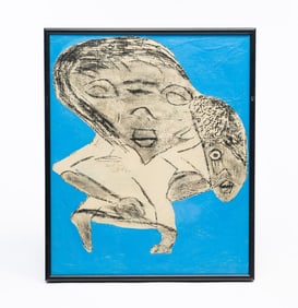 ALBERT WAGNER (CLEVELAND, OHIO, 1924 - 2006) "ME AND MY BABY" OUTSIDER SEMI-ABSTRACT MIXED MEDIA.