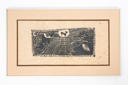 LAURA B. MARSHALL (AMERICAN, 20TH/21ST CENTURY) "MAN AND WOMAN" ARTIST PROOF WOODBLOCK PRINT, DATED