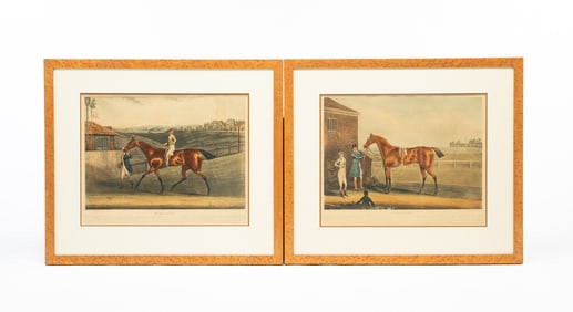 AFTER JAMES POLLARD (ENGLISH, 1792-1867) TWO FRAMED ENGRAVINGS OF RACE HORSES.