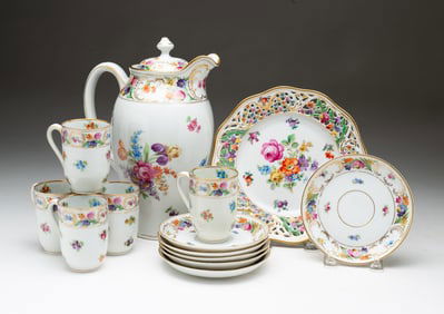 SCHUMANN "EMPRESS DRESDEN" CHOCOLATE POT SET.