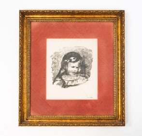 PIERRE-AUGUSTE RENOIR (FRANCE, 1841-1919) LITHOGRAPH "LA TETE BASSE".