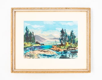 RICHARD PHIPPS (COLUMBUS, OHIO, 1928-2005) WATERCOLOR AND GOUACHE LANDSCAPE.