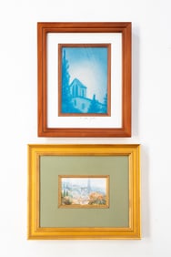 TWO WORKS ON PAPER OF CHURCH SCENES, INCL. BROTHER JOHN ZUBER.