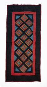 AMISH "LOG CABIN, STRAIGHT FURROW" RUNNER QUILT.