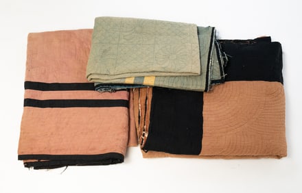 THREE AMISH "PLAIN" QUILTS.