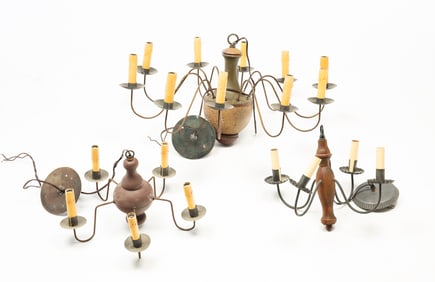 THREE AMERICAN CHANDELIERS.