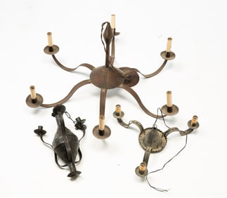 THREE AMERICAN CHANDELIERS.