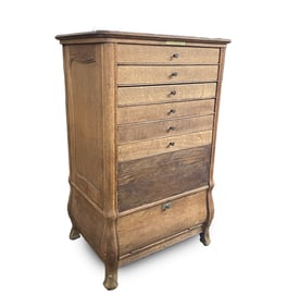 NATIONAL CASH REGISTER QUARTERSAWN OAK SIX-DRAWER STAND.