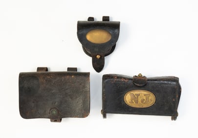 THREE CIVIL WAR AMMO POUCHES.