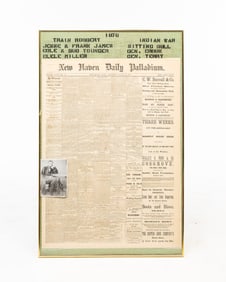 FRAMED NEW HAVEN DAILY PALLADIUM NEWSPAPER, DATED AUGUST 10, 1876.