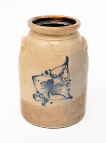 AMERICAN COBALT-DECORATED STONEWARE THREE-GALLON JAR.