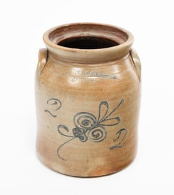 HUBBELL & CHESEBRO (GEDDES. N.Y.) COBALT-DECORATED STONEWARE JAR.