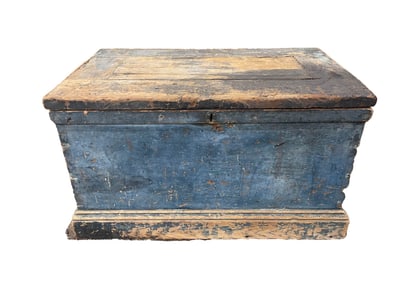 AMERICAN BLUE-PAINTED PINE CARPENTER'S TOOL CHEST.