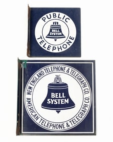 TWO AMERICAN BELL SYSTEM ENAMEL SIGNS.