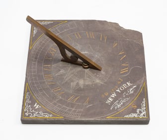 NEW YORK BRASS-MOUNTED SLATE SUNDIAL, DATED 1864.