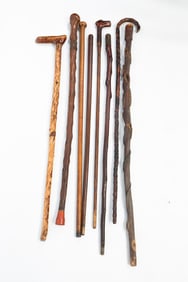 GROUP OF SIX FOLK ART CANES OR WALKING STICKS.