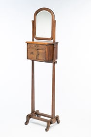 AMERICAN OAK SHAVING STAND WITH MIRROR.