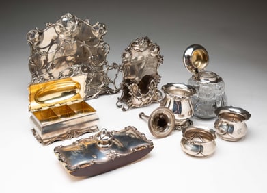 GORHAM STERLING SILVER DESK SET.
