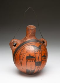 DIMINUTIVE HOPI PUEBLO TERRACOTTA CANTEEN.
