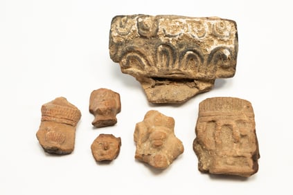 COLLECTION OF SIX AZTEC AND MAYAN ARTIFACTS.