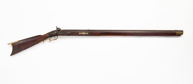 DAYTON, OHIO H. BURNS TIGER MAPLE FULL STOCK RIFLE.