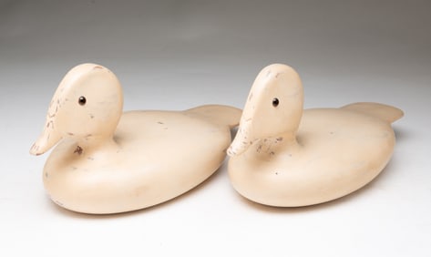 PAIR OF PAINTED DUCK DECOYS.