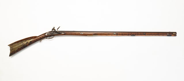 AMERICAN TIGER MAPLE FULL STOCK BUCK AND BALL RIFLE.