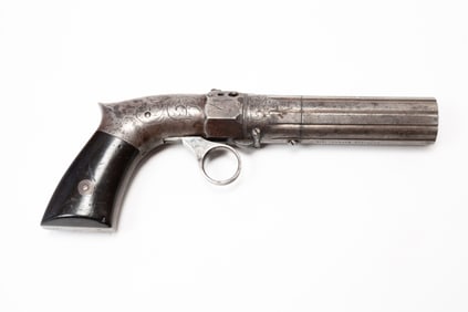 ENGLISH BOBBINS AND LAWRENCE FIVE SHOT PEPPERBOX REVOLVER.