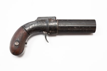 AMERICAN ALLEN AND THURBER SIX SHOP PEPPER BOX PISTOL.