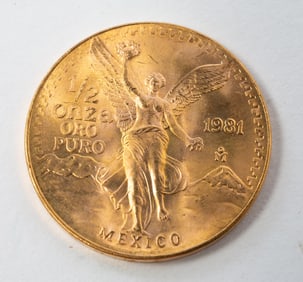 1981 MEXICAN 1/2 OZ. GOLD LIBERTAD COIN.