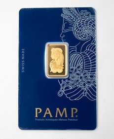 PAMP SUISSE 5 GRAM 999.9 FINE GOLD INGOT.