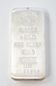 PAMP SUISSE 1 KILO FINE SILVER 999.0 BULLION BAR.