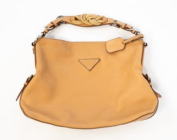 PRADA VITELLO DAINO ROPE KNOT HOBO HANDBAG.