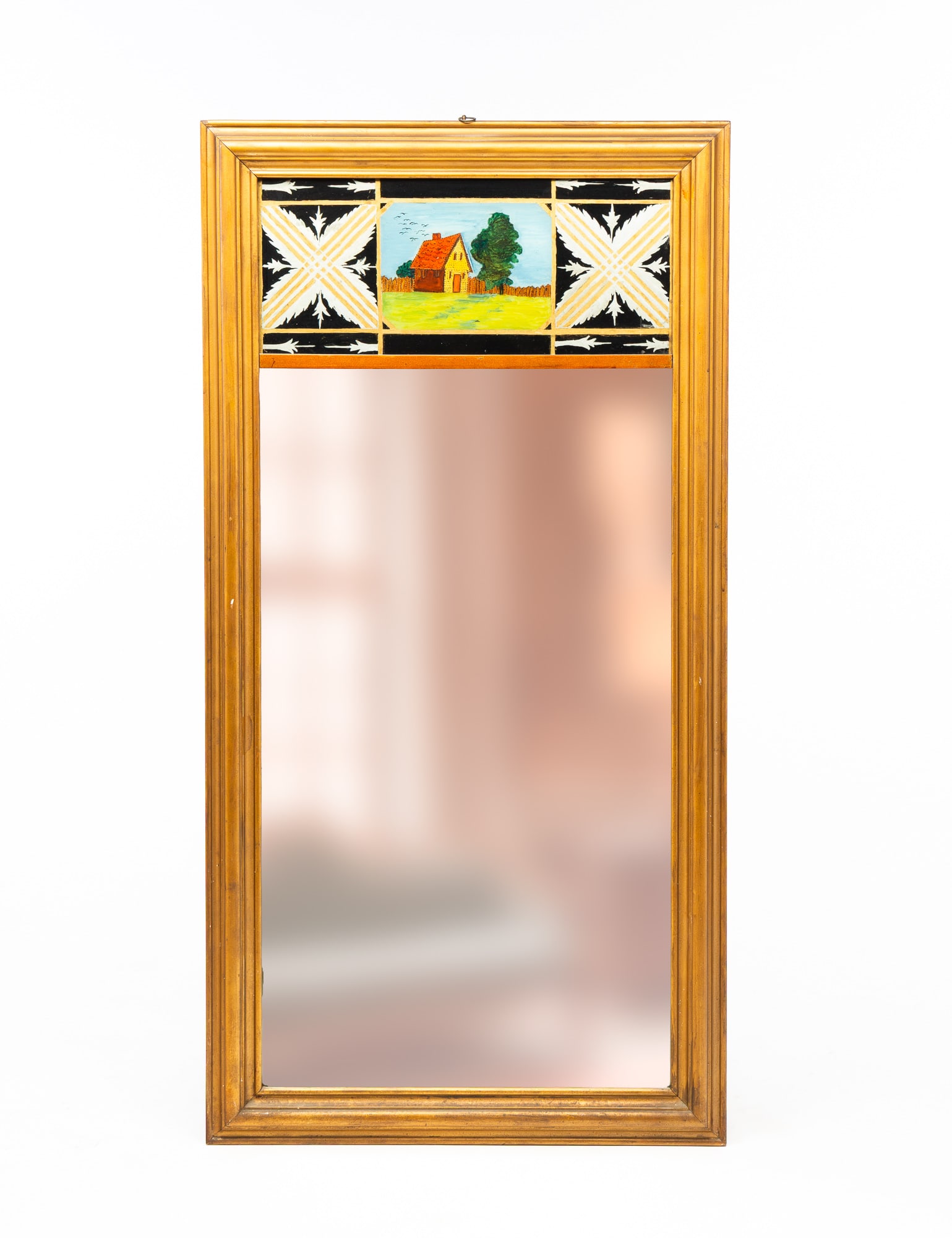 AMERICAN GILTWOOD AND REVERSE-PAINTED PIER MIRROR. (1 of 5)