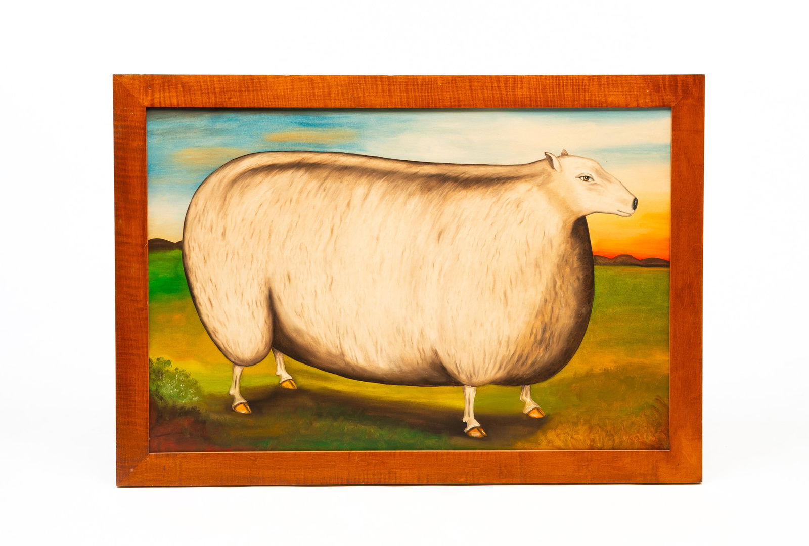 MARC C. DANIELS (PENNSYLVANIA, 20TH/21ST CENTURY) FOLK ART OIL ON CANVAS OF PRIZE SHEEP, DATED 1991. (1 of 5)